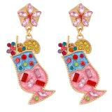 Geometric Rhinestone Wine Glass Earrings Retro Personality