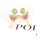 Geometric Rhinestone Wine Glass Earrings Retro Personality