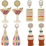 Geometric Rhinestone Wine Glass Earrings Retro Personality