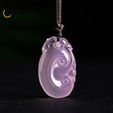 Natural Ice Pink Chalcedony Agate Pendant Necklace
