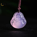 Natural Ice Pink Chalcedony Agate Pendant Necklace