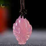 Natural Ice Pink Chalcedony Agate Pendant Necklace