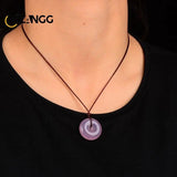 Natural Ice Pink Chalcedony Agate Pendant Necklace