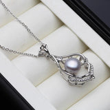 Freshwater Pearl Pendant Necklace for Women, 925 Silver