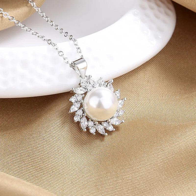 Pearl Zircon 925 Silver Necklace for Women