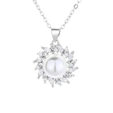 Pearl Zircon 925 Silver Necklace for Women
