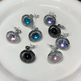 Saturn Planet Necklace Earrings Set Rhinestone Stainless Steel Jewelry Party