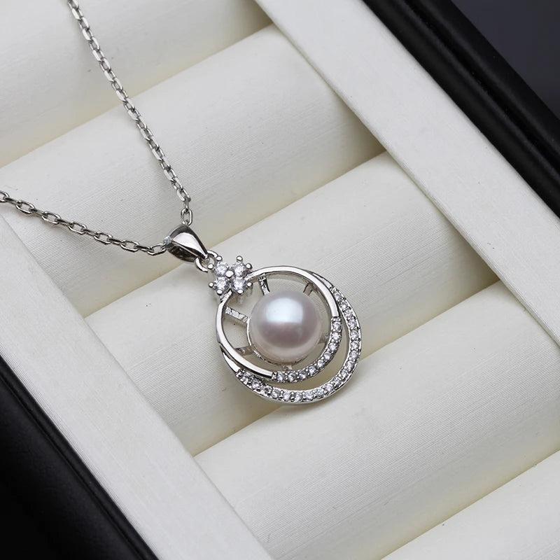 925 Silver Pendant, Freshwater Pearl Necklace, Anniversary Gift