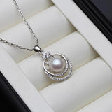 925 Silver Pendant, Freshwater Pearl Necklace, Anniversary Gift