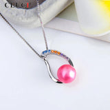 925 Silver Sweet Stone Pearl Pendant Necklace For Women