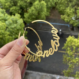 Custom Name Hoop Earrings for Women Stainless Steel Gift