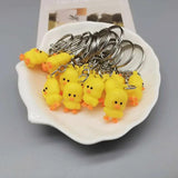 10pcs Resin Animal Keychain Yellow Duck Key Ring Gift