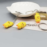 10pcs Resin Animal Keychain Yellow Duck Key Ring Gift