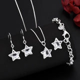 Sterling Silver Crystal Star Jewelry Set for Women