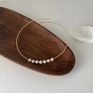 Natural Freshwater Pearl Chokers for Women 14K Plated Copper Adjustable Torques