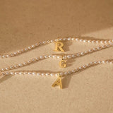 eManco Pearl Necklace Initial Necklace Stainless Steel Jewelry