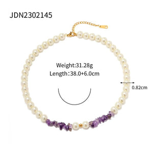 Youthway Glass Pearl Amethyst Necklace Charm Jewelry