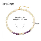 Youthway Glass Pearl Amethyst Necklace Charm Jewelry