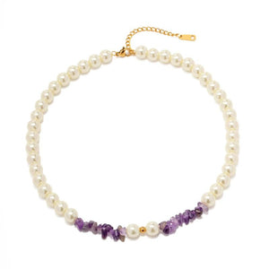 Youthway Glass Pearl Amethyst Necklace Charm Jewelry