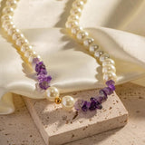Youthway Glass Pearl Amethyst Necklace Charm Jewelry