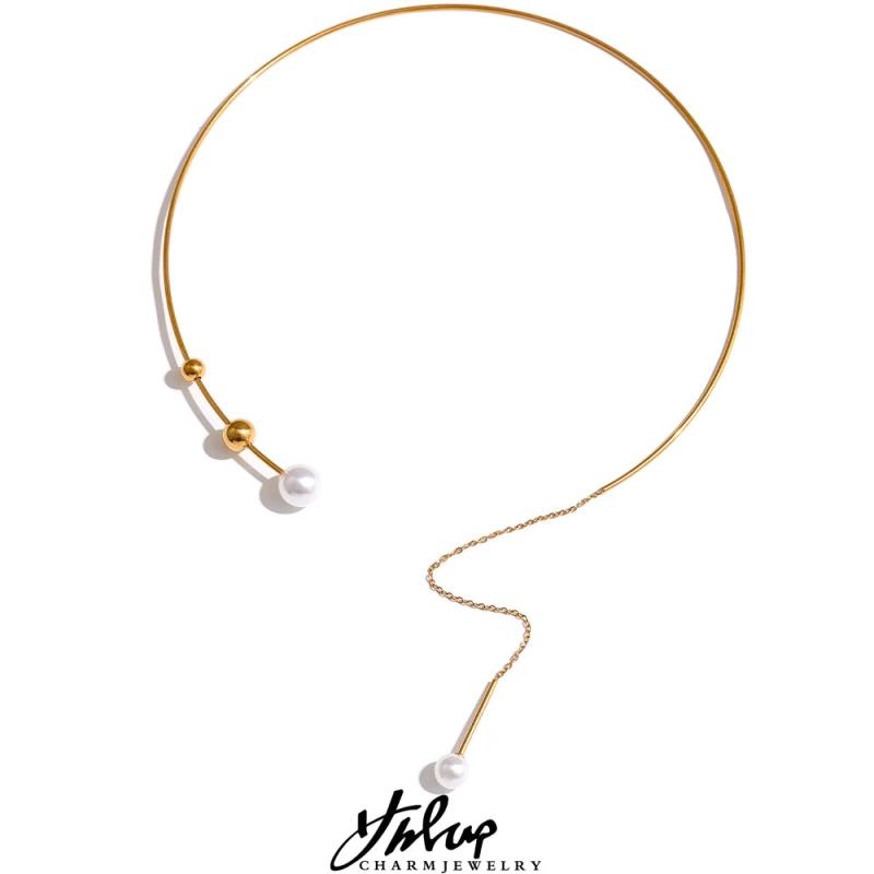 Pearl Drop Torques Necklace Collar Delicate Jewelry Women