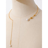 Pearl Drop Torques Necklace Collar Delicate Jewelry Women