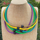 10mm Round Natural Freshwater Pearl Yoga Silicone Necklace