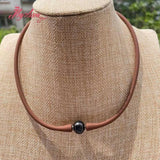 10mm Round Freshwater Pearl Gray Brown Rope Silicone Casual Waterproof Necklace