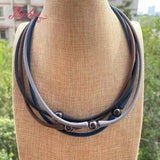 10mm Round Freshwater Pearl Gray Brown Rope Silicone Casual Waterproof Necklace