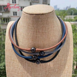 10mm Round Freshwater Pearl Gray Brown Rope Silicone Casual Waterproof Necklace