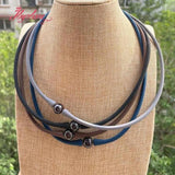 10mm Round Freshwater Pearl Gray Brown Rope Silicone Casual Waterproof Necklace