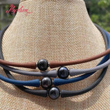 10mm Round Freshwater Pearl Gray Brown Rope Silicone Casual Waterproof Necklace