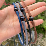 10mm Round Freshwater Pearl Gray Brown Rope Silicone Casual Waterproof Necklace