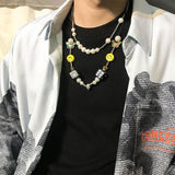 Hip-hop Tag Pendant Chain, Smiling Face Necklace
