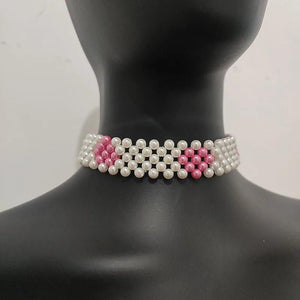 Summer Heart Bead Pearl Choker For Women