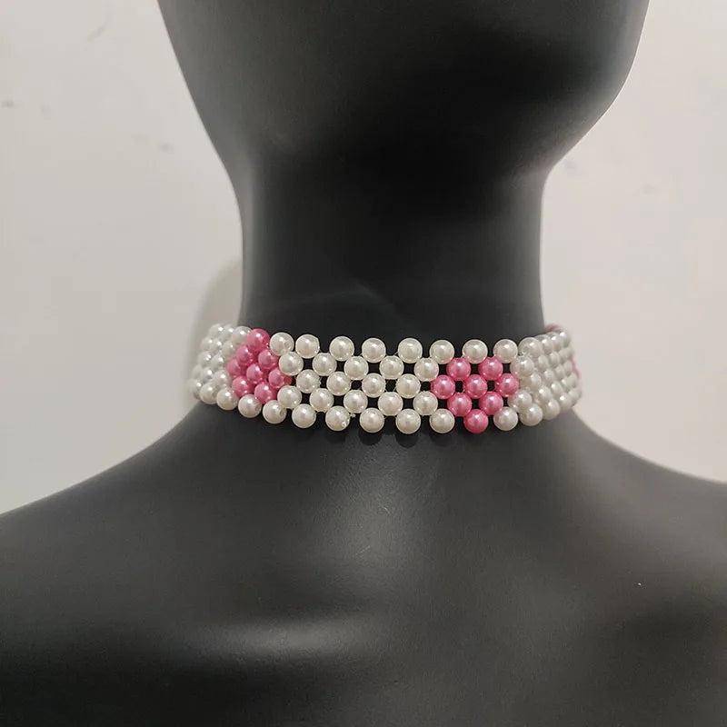 Summer Heart Bead Pearl Choker For Women