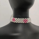 Summer Heart Bead Pearl Choker For Women