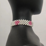 Summer Heart Bead Pearl Choker For Women