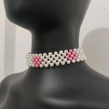 Summer Heart Bead Pearl Choker For Women