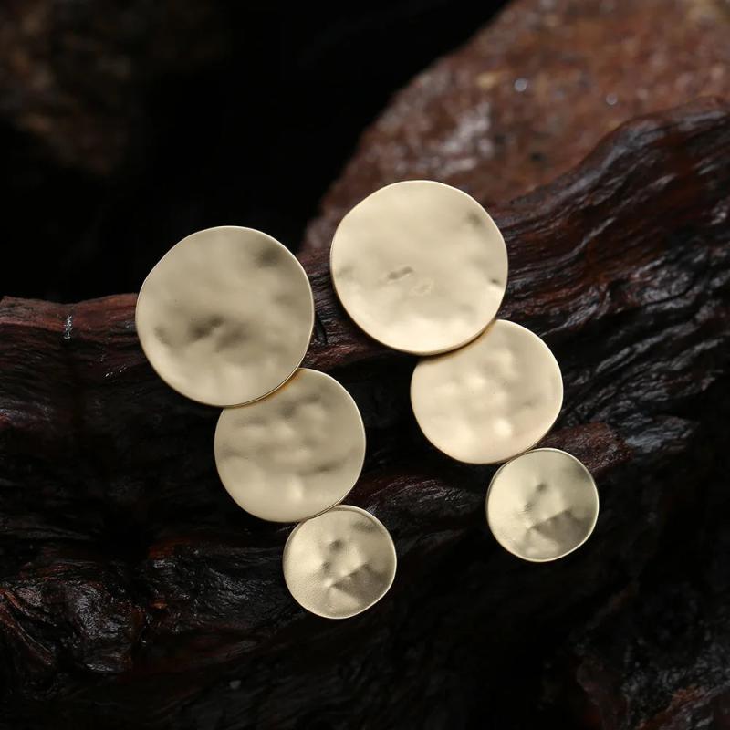 Geometric Disc Drop Earrings for Women Silver Statement Jewelry