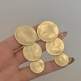 Geometric Disc Drop Earrings for Women Silver Statement Jewelry