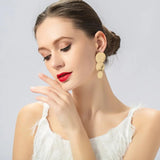 Geometric Disc Drop Earrings for Women Silver Statement Jewelry