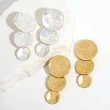 Geometric Disc Drop Earrings for Women Silver Statement Jewelry