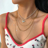 Wedding Choker Layered Pearl Necklace For Women Summer