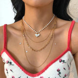 Wedding Choker Layered Pearl Necklace For Women Summer