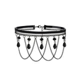Lace Choker Necklace Iron Chain Pearl Tassel Women Jewelry