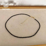 Natural Freshwater Pearl Necklace 2mm Zircon Choker 32-50cm+5cm