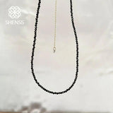 Natural Freshwater Pearl Necklace 2mm Zircon Choker 32-50cm+5cm