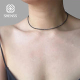 Natural Freshwater Pearl Necklace 2mm Zircon Choker 32-50cm+5cm