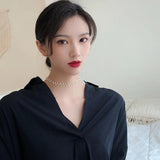 DAVINI Choker Pearl Necklace Flower Beaded Chains Necklace